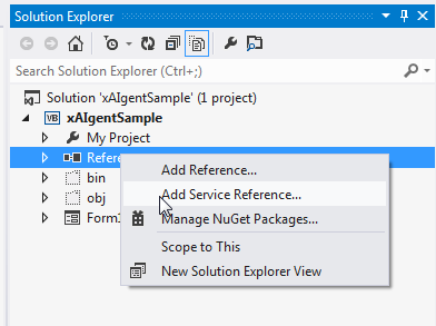 Evaluate xAIgent Set Reference in Visual Studio Solution Explorer